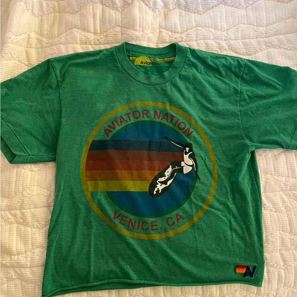 AVIATOR NATION HAIGHT ASHBURY BOYFRIEND TEE - KELLY GREEN